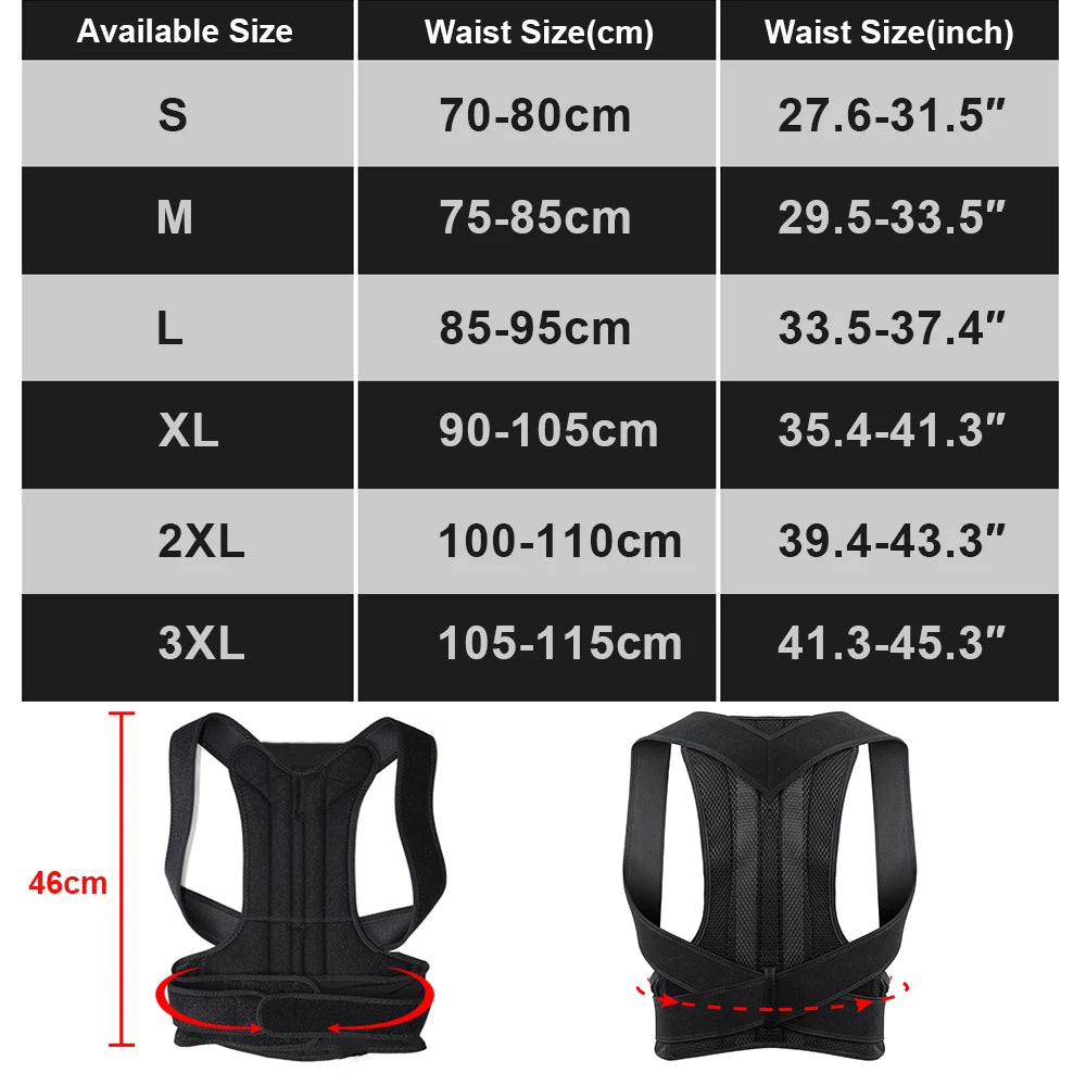 Adjustable Full Back Support Brace – Shoulder & Posture Support for Men & Women