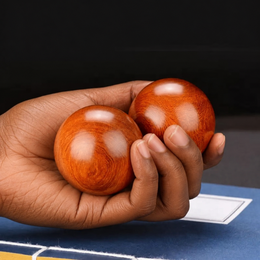 Wooden Rolling Massage Ball Set – Hand Exercise & Relaxation Balls
