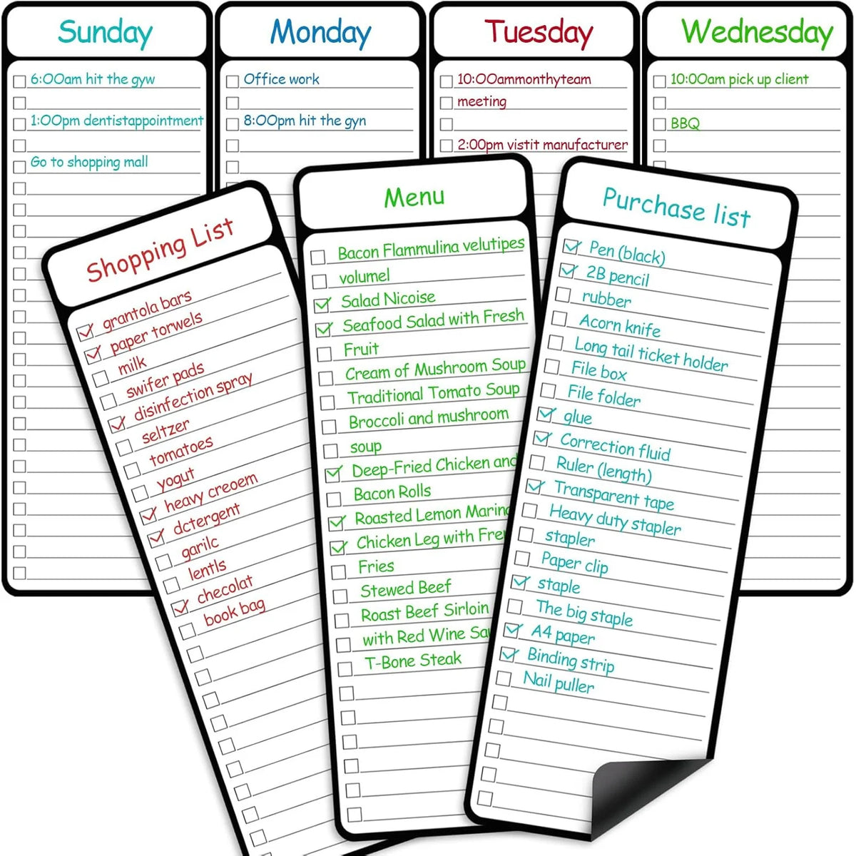 7Pcs Magnetic Whiteboard To-do Board Multifunctional Weekly Planner, Household Chore Chart, Dry-erase Kitchen Planning Board