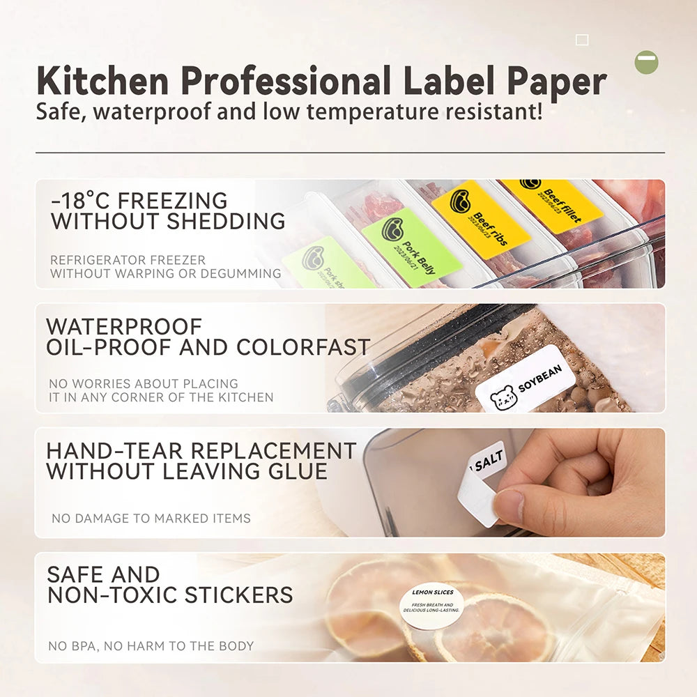 Niimbot B1/B21 Wireless Bluetooth Label Maker With Freezer Label for Kitchen Refrigerator Food Storage