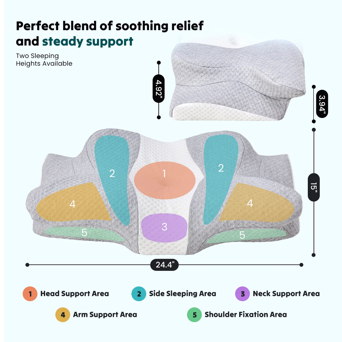 Ergonomic Memory Foam Side Sleeper Pillow – Cooling Contour Support