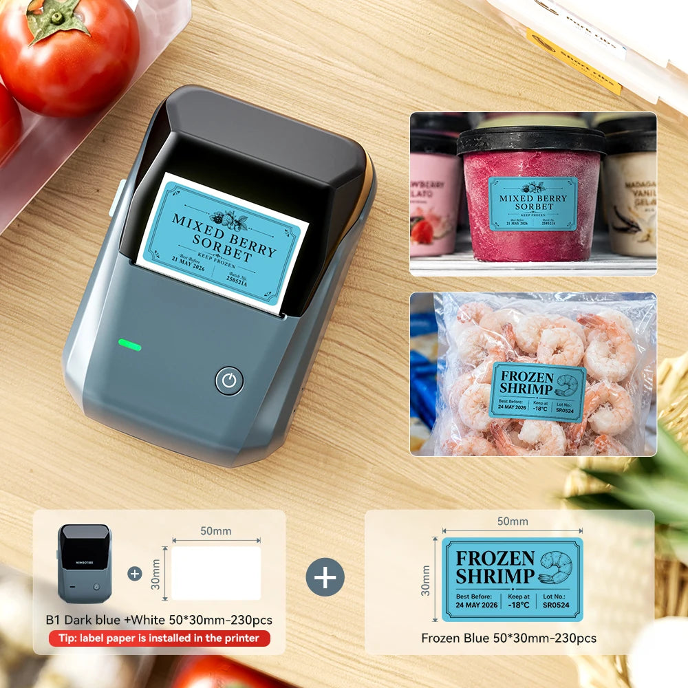Niimbot B1/B21 Wireless Bluetooth Label Maker With Freezer Label for Kitchen Refrigerator Food Storage