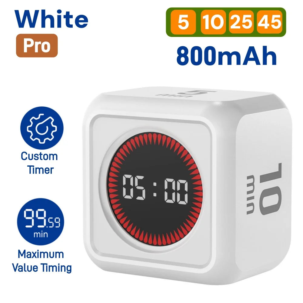 Rotating Pomodoro Timer Preset, Desk Productivity Flip Timer, ADHD Tool Cube Countdown Stopwatch for Study, School, Kitchen Work
