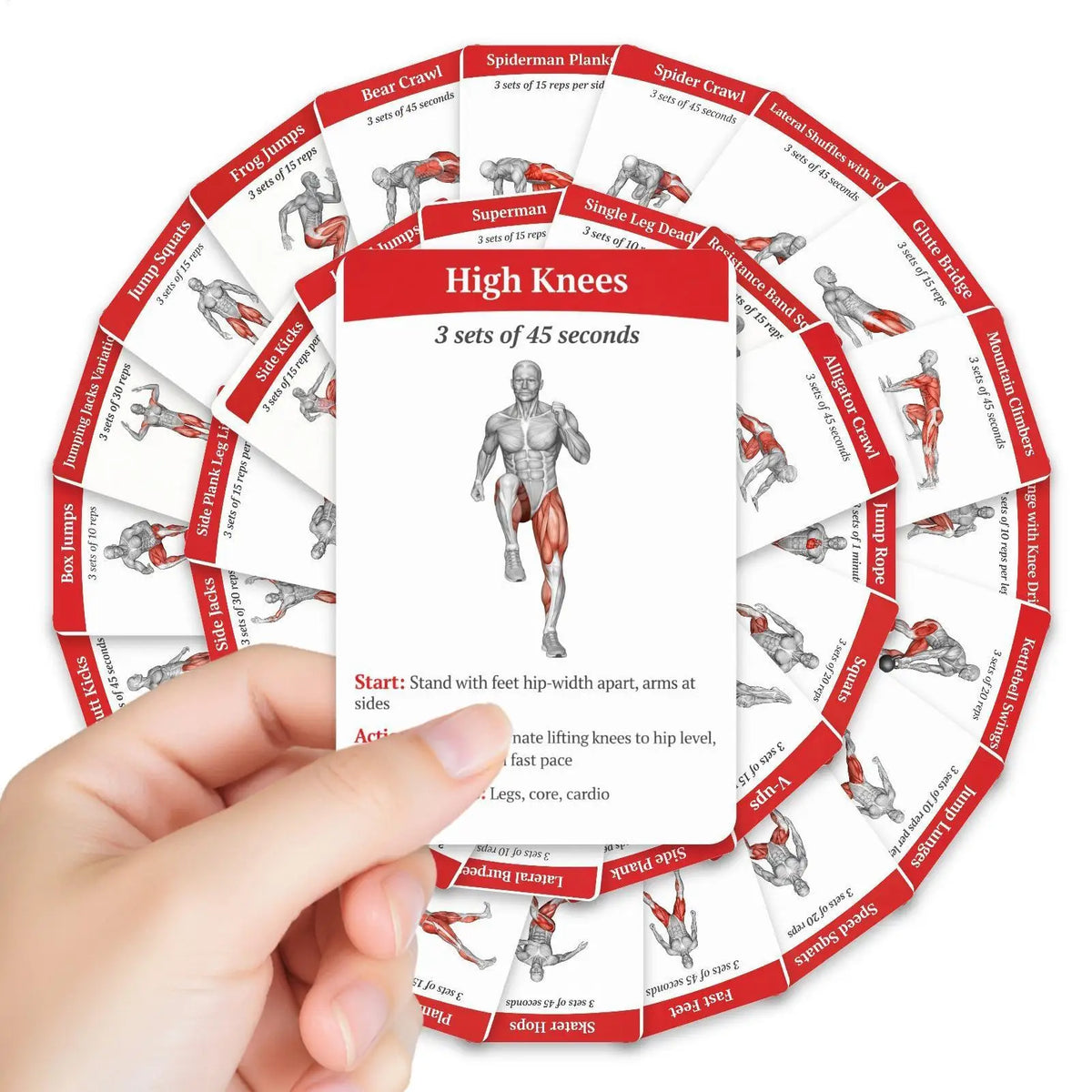 36-Piece Fitness Exercise Cards – Core Strength & Aerobic Workout Guide