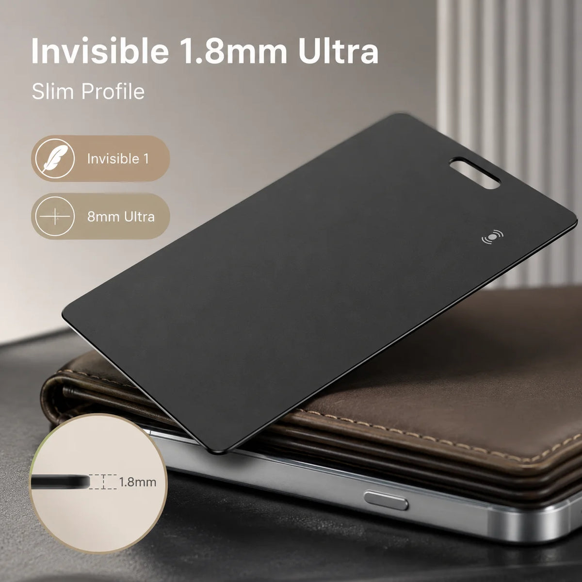 Wallet Tracker Card: Ultra-thin, GPS Tracking, Compatible with Google's “Find Hub” App,  Supports Wireless Charging