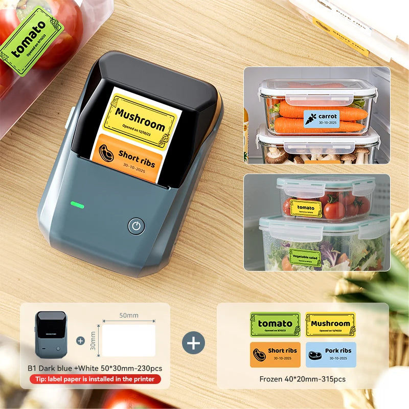 Niimbot B1/B21 Wireless Bluetooth Label Maker With Freezer Label for Kitchen Refrigerator Food Storage