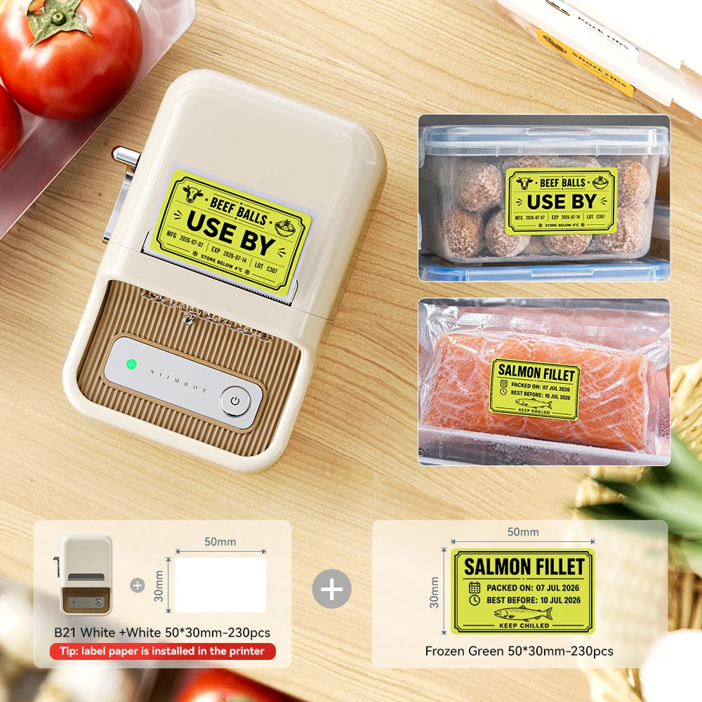Niimbot B1/B21 Wireless Bluetooth Label Maker With Freezer Label for Kitchen Refrigerator Food Storage