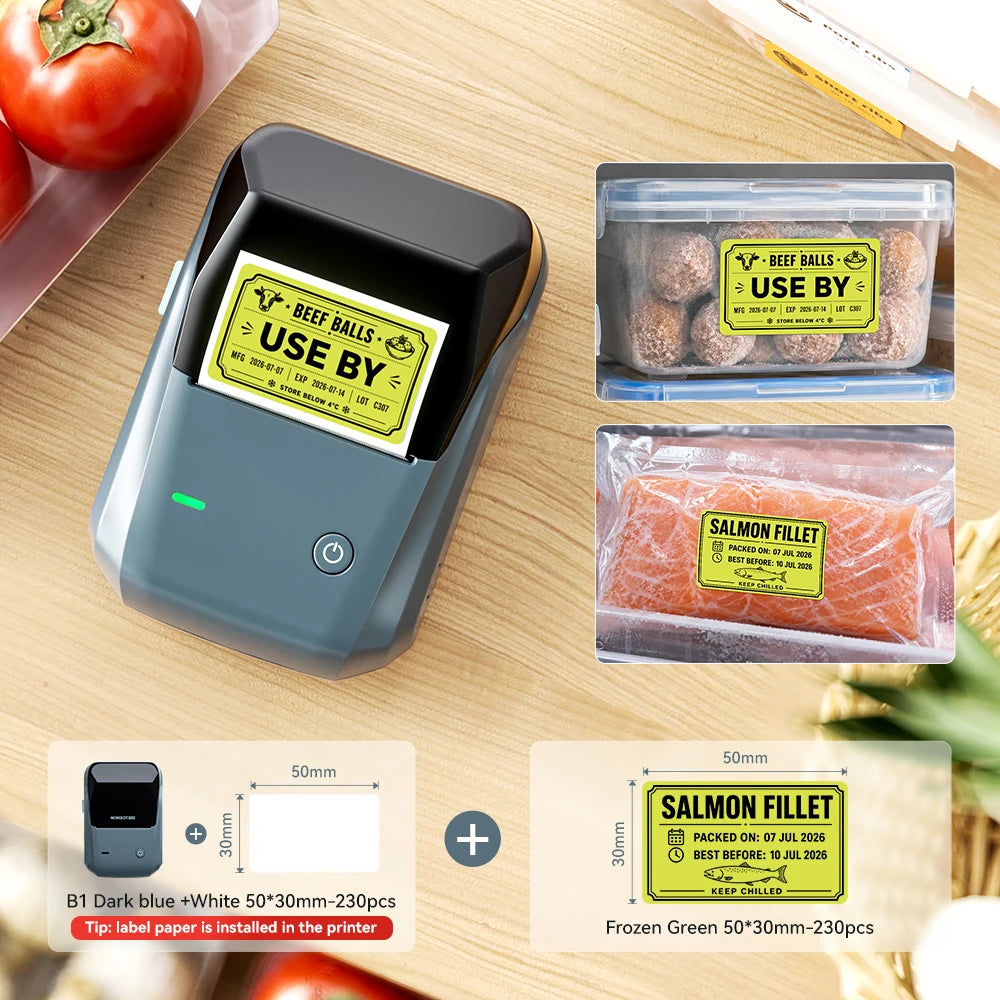 Niimbot B1/B21 Wireless Bluetooth Label Maker With Freezer Label for Kitchen Refrigerator Food Storage
