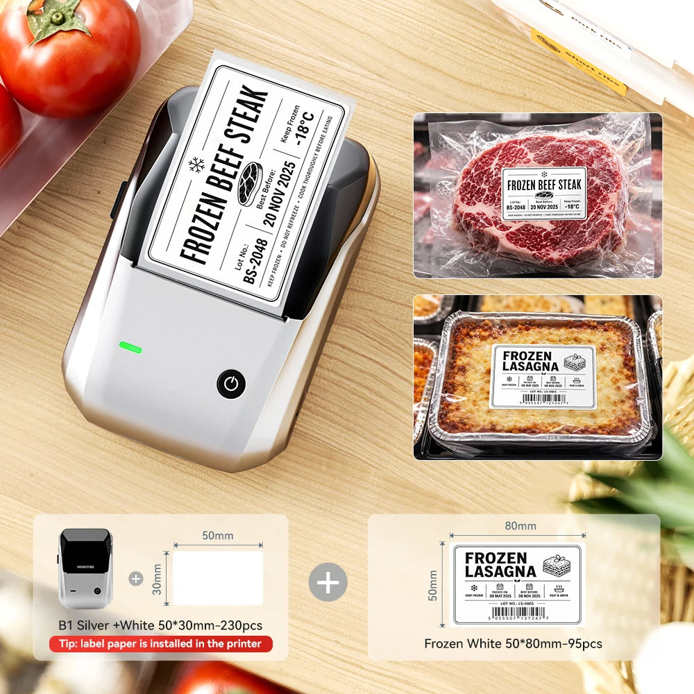Niimbot B1/B21 Wireless Bluetooth Label Maker With Freezer Label for Kitchen Refrigerator Food Storage