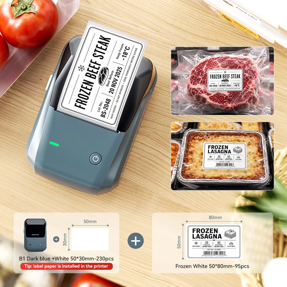 Niimbot B1/B21 Wireless Bluetooth Label Maker With Freezer Label for Kitchen Refrigerator Food Storage