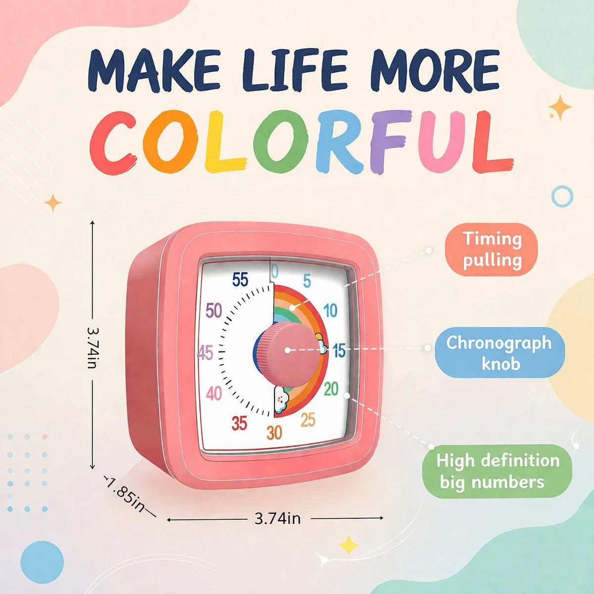 School Visual Timer for Children with Night Light, Digital Stopwatch, Pomodoro Timer for Kitchen and Home Use