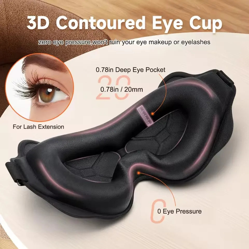 3D Contoured Blackout Sleep Mask – Light-Blocking Eye Mask for Comfortable Rest