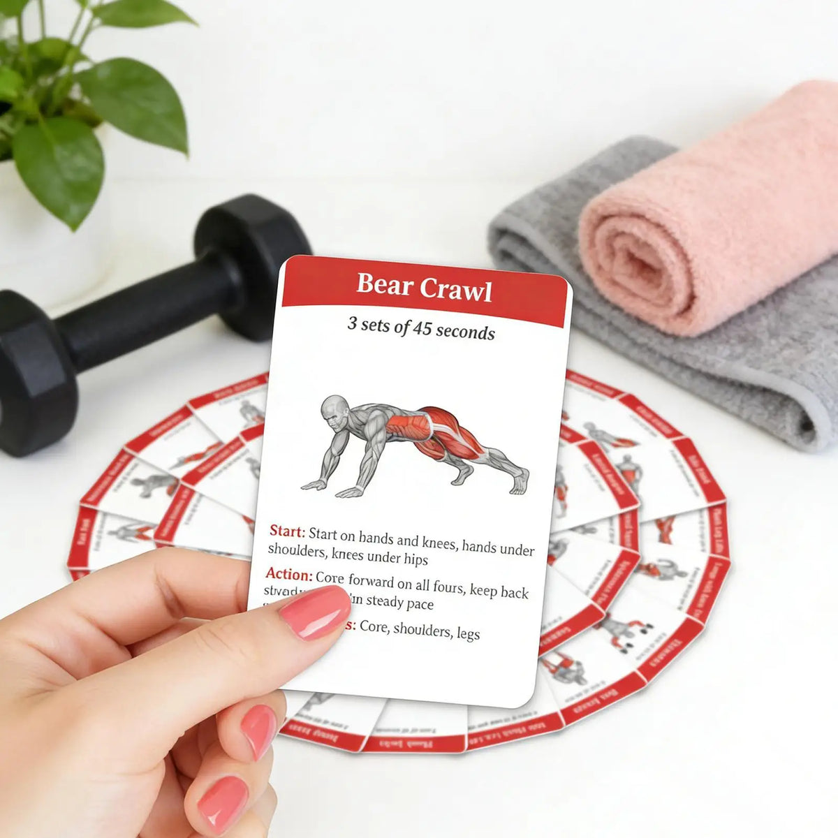 36-Piece Fitness Exercise Cards – Core Strength & Aerobic Workout Guide