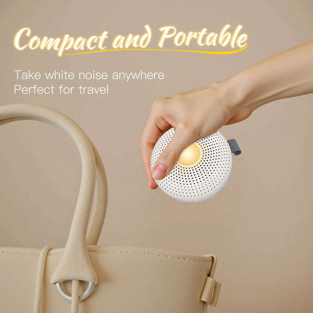 Portable White Noise Machine – 15 Soothing Sounds, Night Light & Rechargeable Design