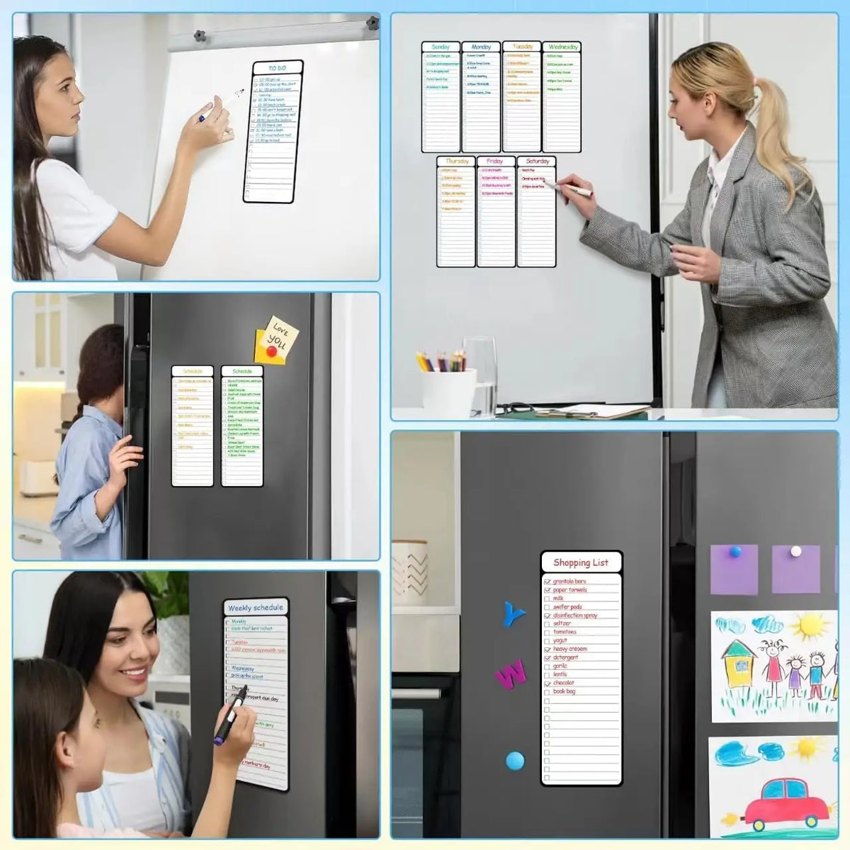 7Pcs Magnetic Whiteboard To-do Board Multifunctional Weekly Planner, Household Chore Chart, Dry-erase Kitchen Planning Board