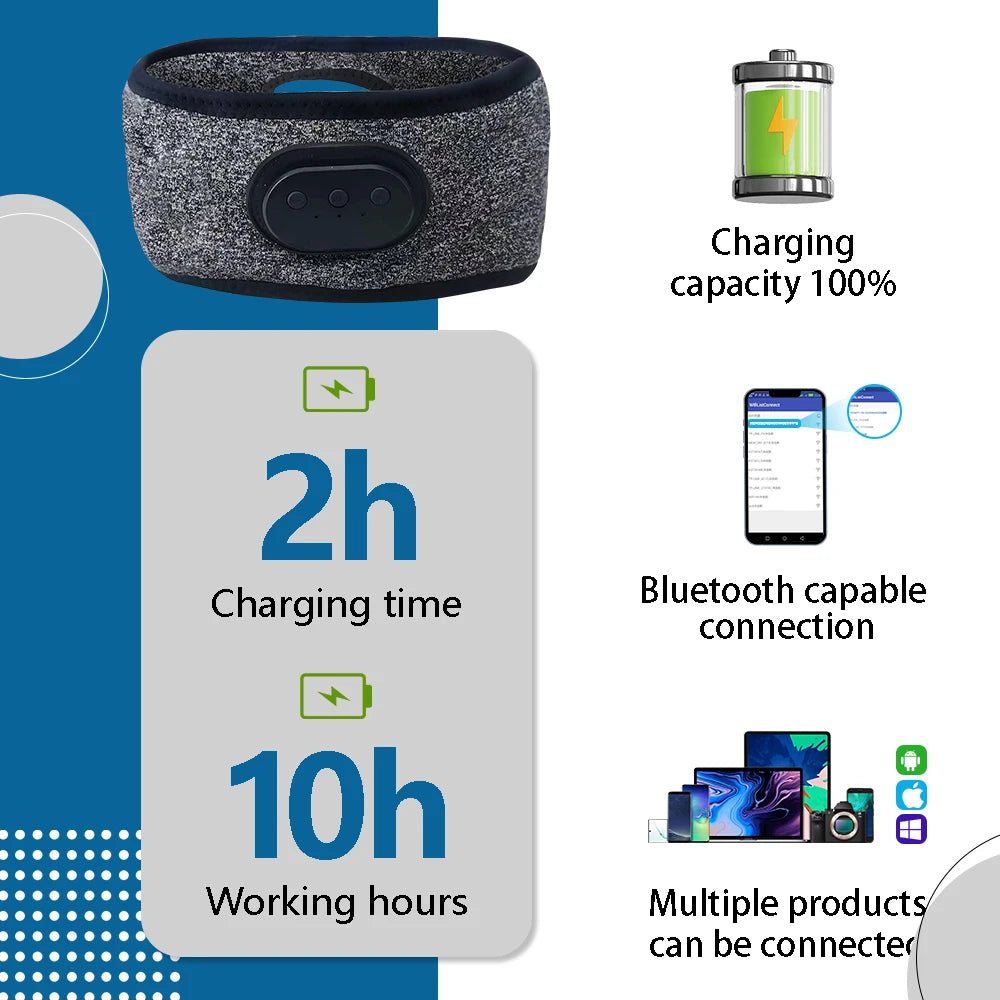 Bluetooth Sleep Headband Headphones – Soft Wireless Audio Band for Side Sleepers