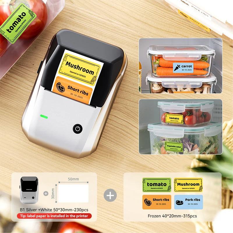 Niimbot B1/B21 Wireless Bluetooth Label Maker With Freezer Label for Kitchen Refrigerator Food Storage