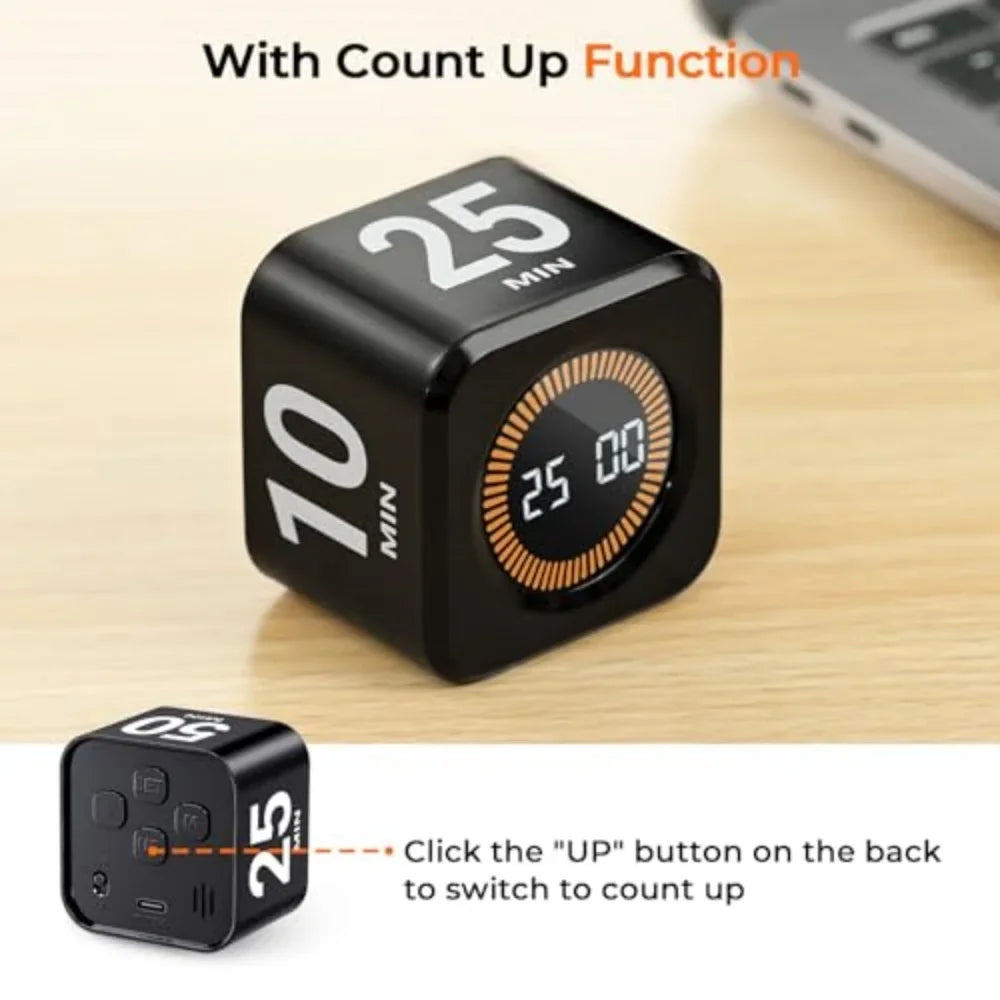 Rotating Pomodoro Flip Timer – Cube Visual Countdown & Productivity Timer