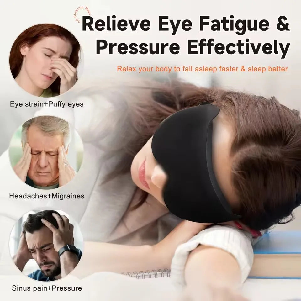 3D Contoured Blackout Sleep Mask – Light-Blocking Eye Mask for Comfortable Rest