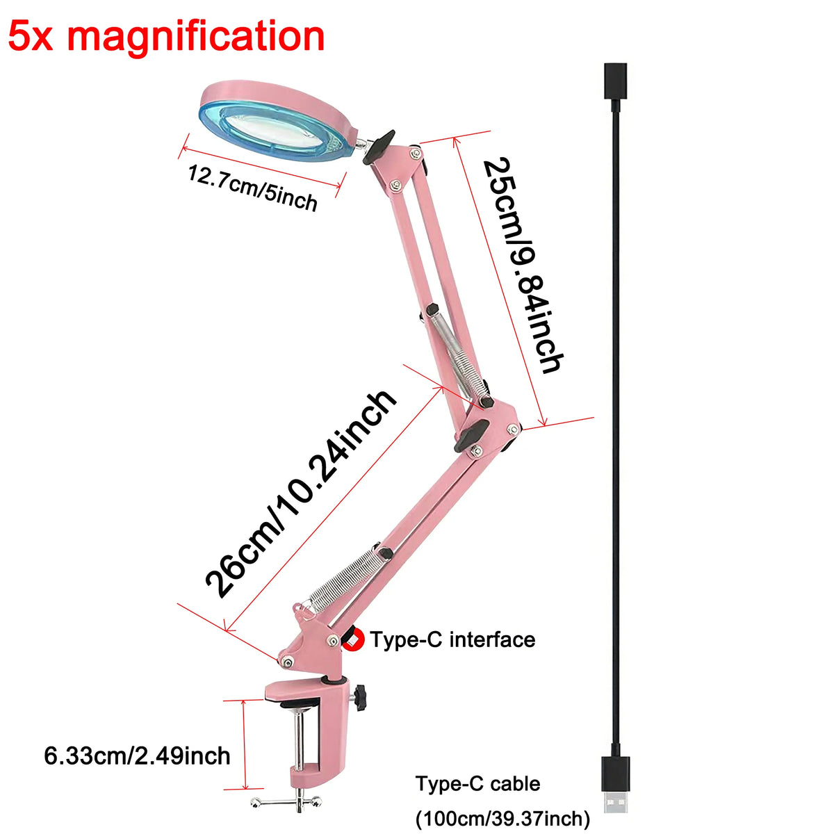 Eye-Caring LED Folding Metal Desk Lamp  Adjustable  Brightness Levels Flexible Rotating Lamp Head for Home Reading PC