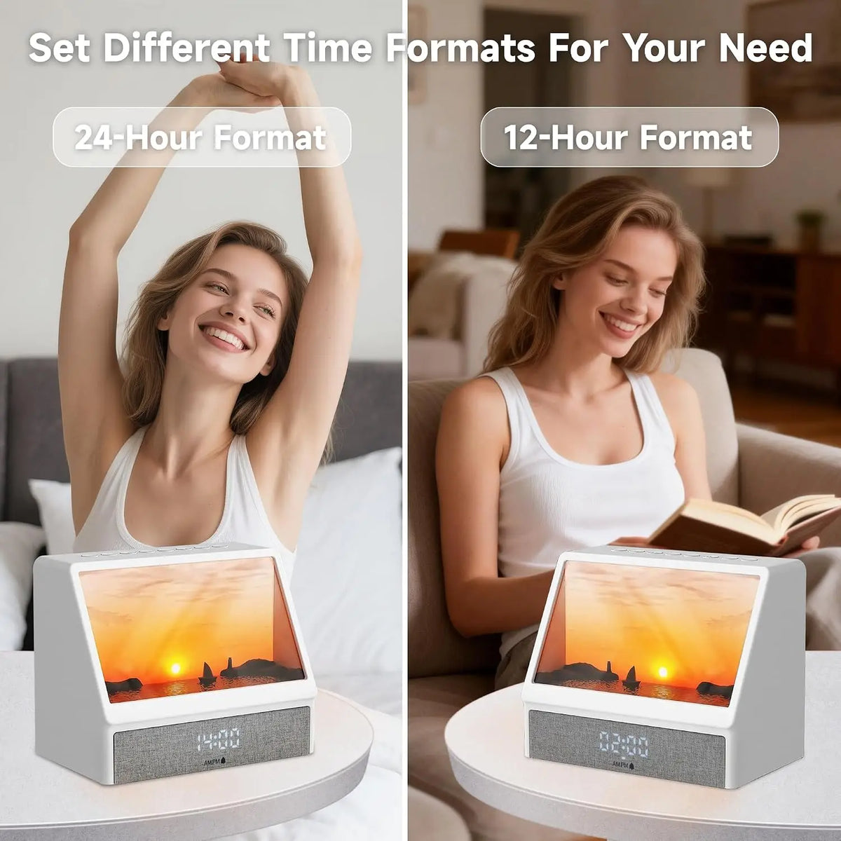 Sunrise Wake-Up Light Alarm Clock – 12 Soothing Sounds & Snooze Function