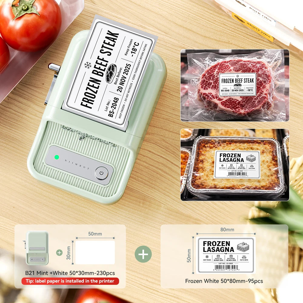 Niimbot B1/B21 Wireless Bluetooth Label Maker With Freezer Label for Kitchen Refrigerator Food Storage