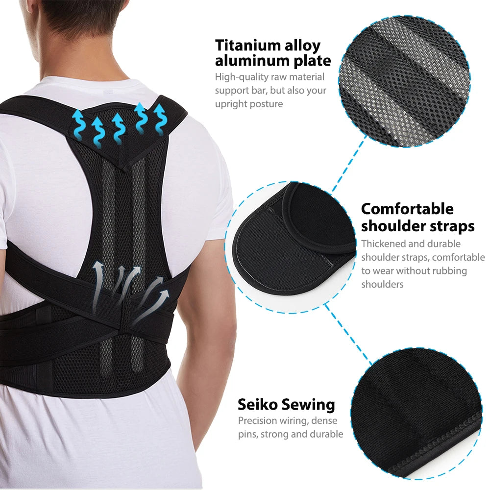 Adjustable Full Back Support Brace – Shoulder & Posture Support for Men & Women