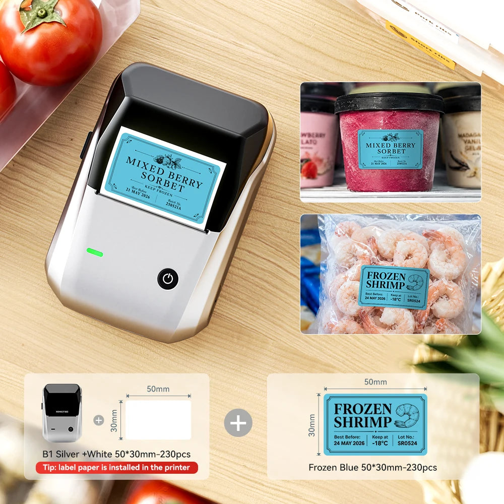 Niimbot B1/B21 Wireless Bluetooth Label Maker With Freezer Label for Kitchen Refrigerator Food Storage
