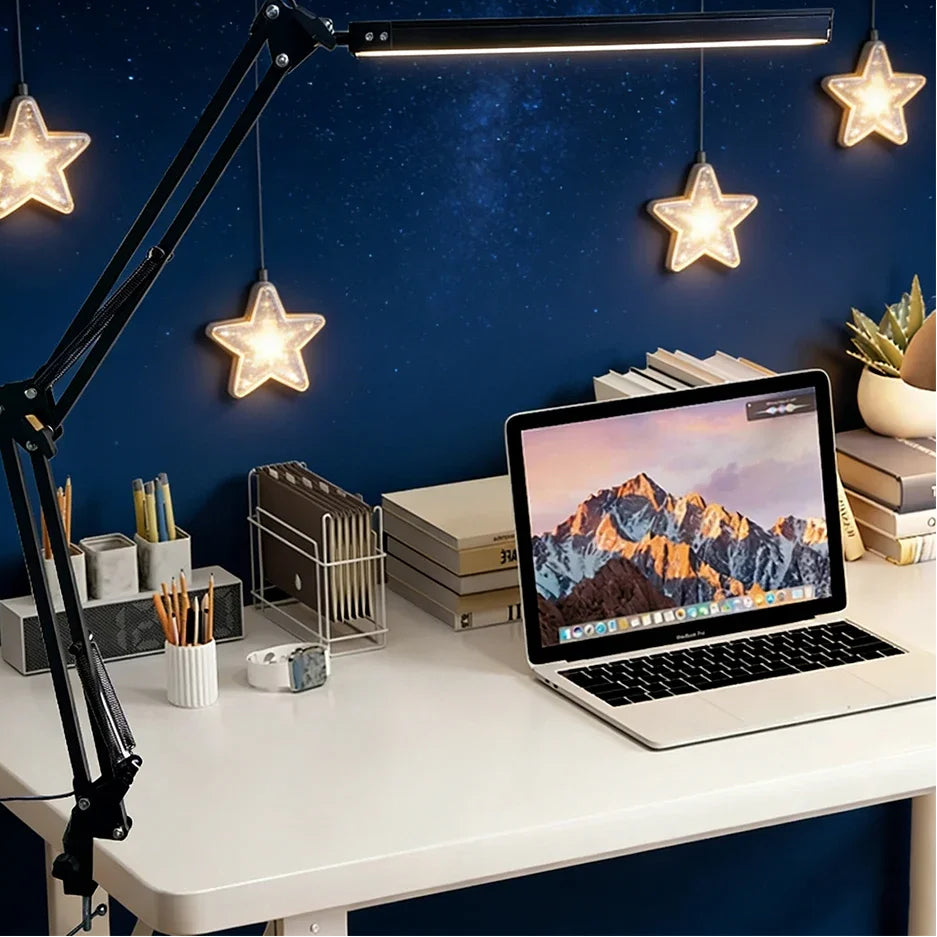 Eye-Caring LED Folding Metal Desk Lamp  Adjustable  Brightness Levels Flexible Rotating Lamp Head for Home Reading PC