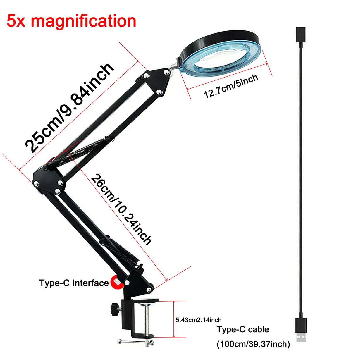 Eye-Caring LED Folding Metal Desk Lamp  Adjustable  Brightness Levels Flexible Rotating Lamp Head for Home Reading PC