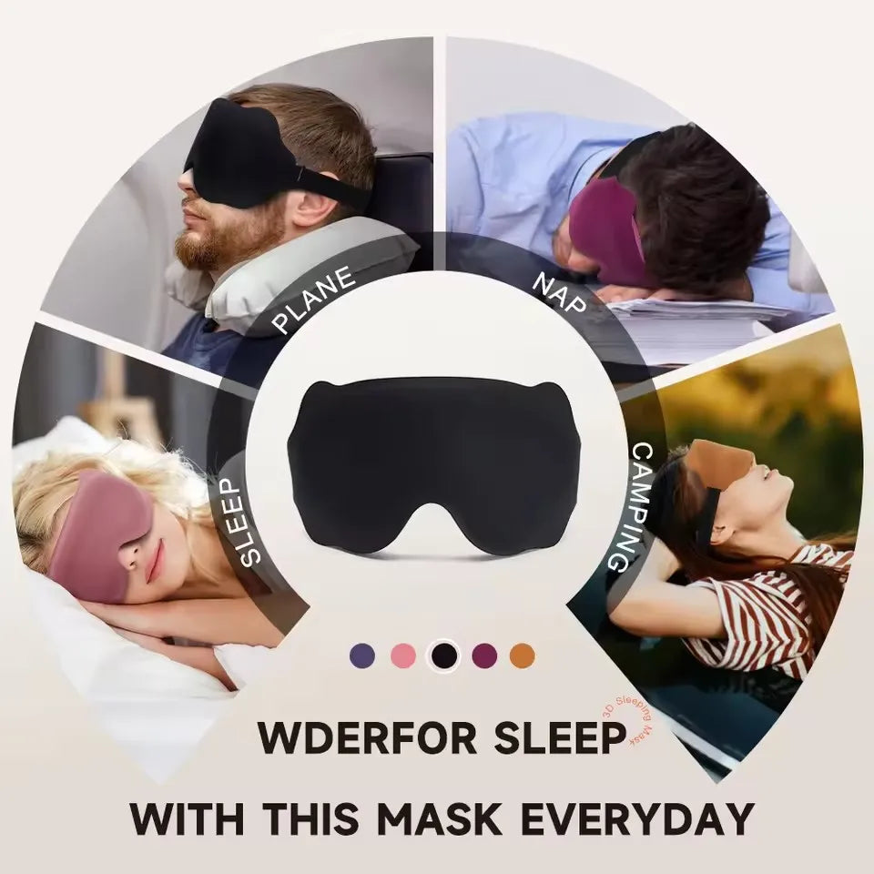 3D Contoured Blackout Sleep Mask – Light-Blocking Eye Mask for Comfortable Rest