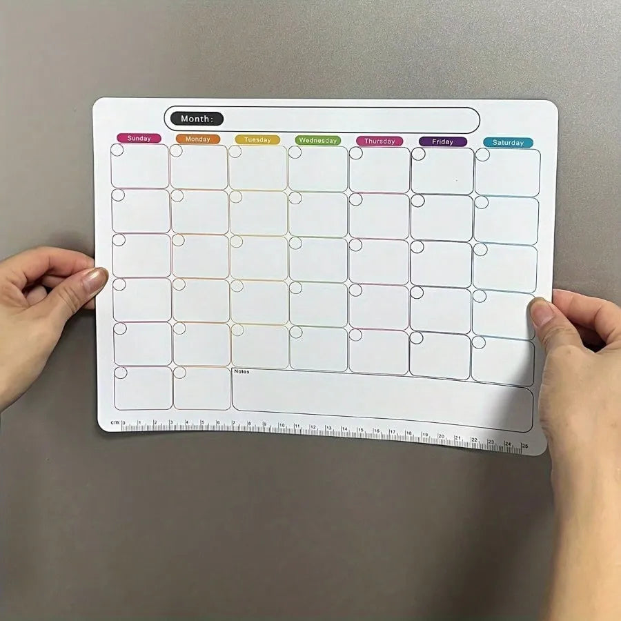 Erasable Monthly And Weekly Schedule Calendar Sticker Flexible Magnetic Refrigerator Sticky Notes Pad PVC Memo Message Board