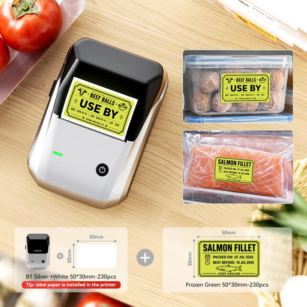 Niimbot B1/B21 Wireless Bluetooth Label Maker With Freezer Label for Kitchen Refrigerator Food Storage