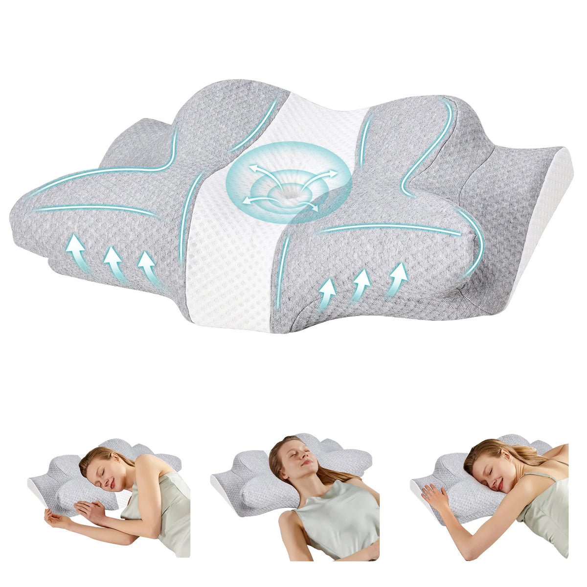 Ergonomic Memory Foam Side Sleeper Pillow – Cooling Contour Support