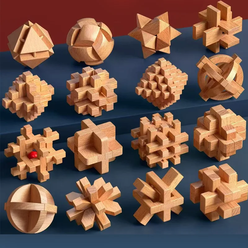 Wooden Lu Ban Lock Puzzle – 3D IQ Brain Teaser